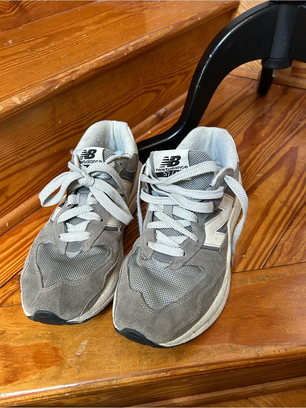 New Balance Gray Suede & Mesh Sneakers